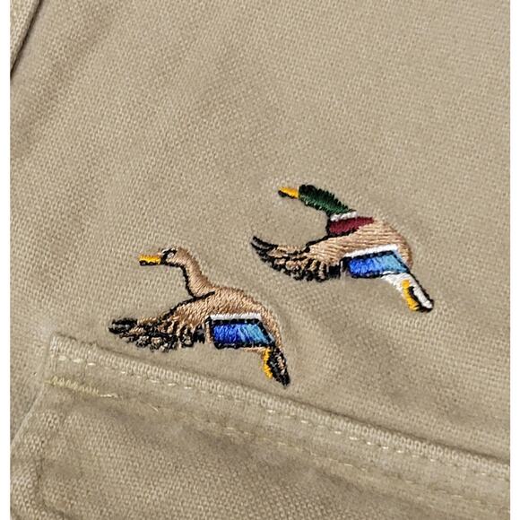 Vintage Eddie Bauer Shirt Men's Medium Tan Long Sleeve Duck Hunting USA Made 90s - Picture 8 of 12